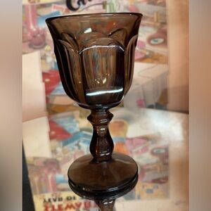 Vintage Old Williamsburg Style Nut Brown Wine Goblet